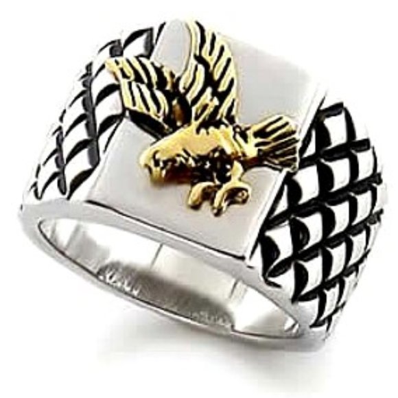 New Brave Heart Silver Men's Eagle Ring - Picture 1 of 3